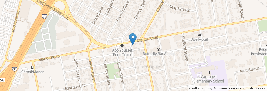 Mapa de ubicacion de Techo Mezcaleria & Agave Bar en Estados Unidos De América, Texas, Travis County, Austin.