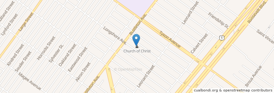 Mapa de ubicacion de Church of Christ en Соединённые Штаты Америки, Пенсильвания, Philadelphia County, Филадельфия.