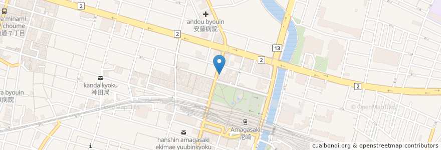Mapa de ubicacion de CoCo壱番屋 en 日本, 兵庫県, 尼崎市.