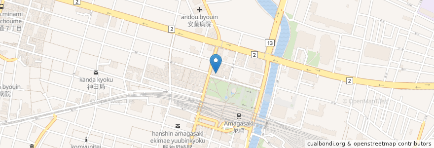 Mapa de ubicacion de さかな道場 en Jepun, 兵庫県, 尼崎市.