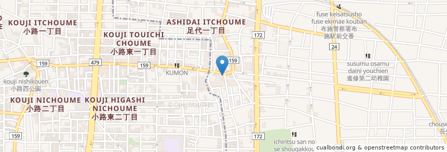 Mapa de ubicacion de 布施文化教室 en 日本, 大阪府, 東大阪市.