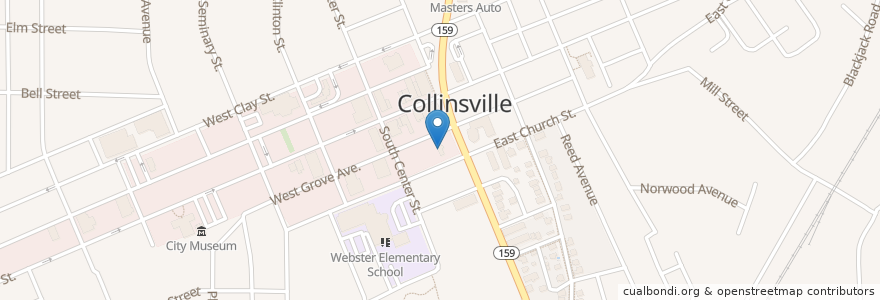 Mapa de ubicacion de The Bank of Edwardsville en Vereinigte Staaten Von Amerika, Illinois, Collinsville.