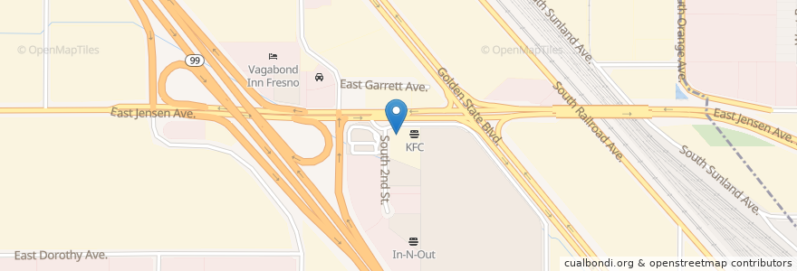 Mapa de ubicacion de Wendy's en アメリカ合衆国, カリフォルニア州, Fresno County, Fresno.