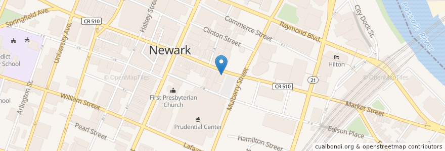 Mapa de ubicacion de Dinosaur BBQ en Stati Uniti D'America, New Jersey, Essex County, Newark.