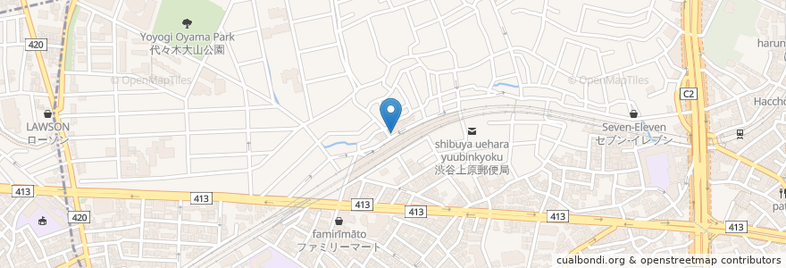 Mapa de ubicacion de 代々木上原こどもクリニック en Japão, Tóquio, 渋谷区.