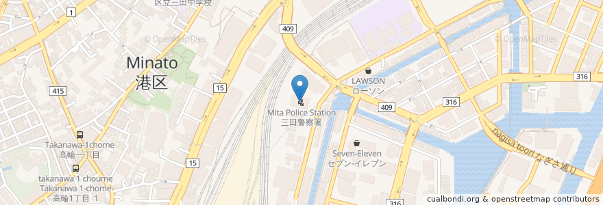 Mapa de ubicacion de 三田警察署 en ژاپن, 東京都, 港区.