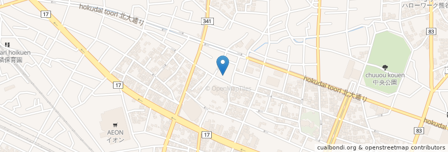 Mapa de ubicacion de 関東信越国税局熊谷税務署 en Japan, 埼玉県, 熊谷市.