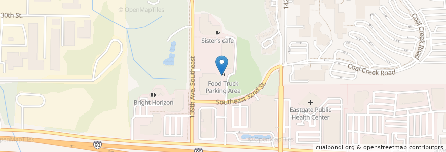 Mapa de ubicacion de Food Truck Parking Area en Amerika Birleşik Devletleri, Vaşington, King County, Bellevue.