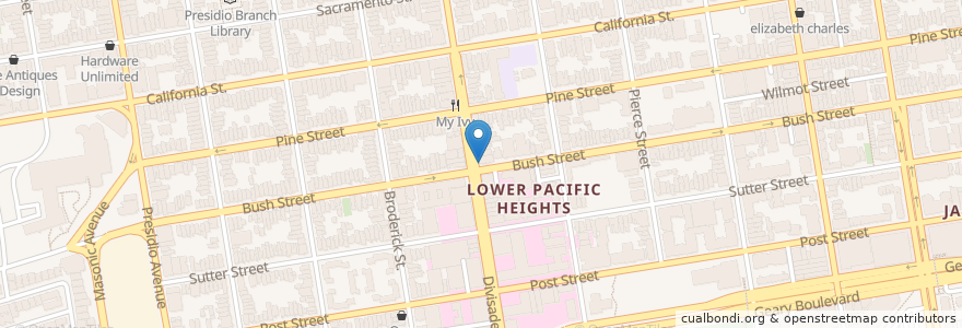 Mapa de ubicacion de Godzilla Sushi en アメリカ合衆国, カリフォルニア州, サンフランシスコ, San Francisco.