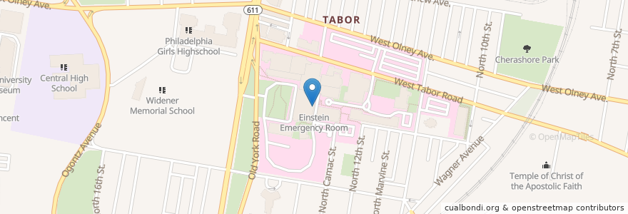 Mapa de ubicacion de Einstein Emergency Room en United States, Pennsylvania, Philadelphia County, Philadelphia.