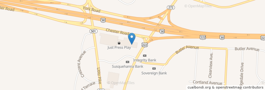 Mapa de ubicacion de sweetFrog en الولايات المتّحدة الأمريكيّة, بنسيلفانيا, Lancaster County.
