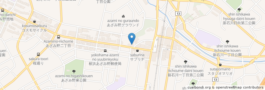 Mapa de ubicacion de 日本調剤あざみ野薬局 en 日本, 神奈川県, 横浜市, 青葉区.