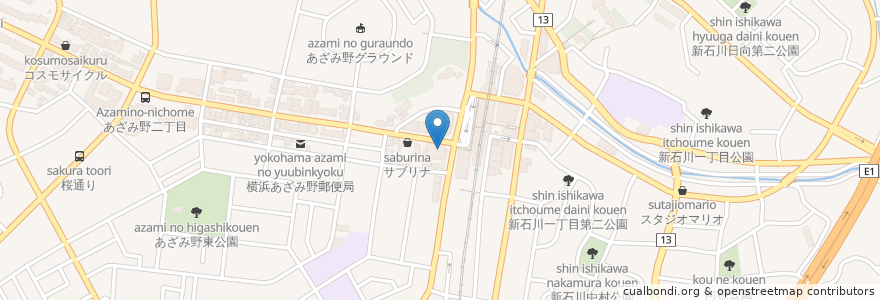 Mapa de ubicacion de 若葉調剤薬局 en Japón, Prefectura De Kanagawa, Yokohama, 青葉区.