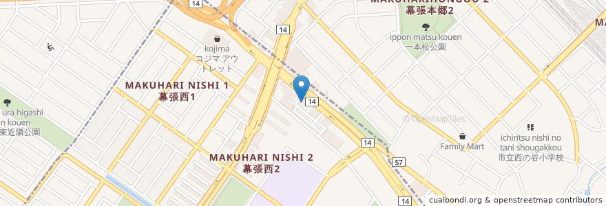 Mapa de ubicacion de かごの屋 幕張店 en Япония, Тиба, 習志野市, 千葉市.