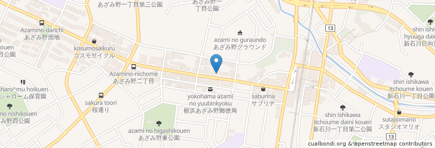 Mapa de ubicacion de あざみ野歯科医院 en Japan, 神奈川県, Yokohama, 青葉区.