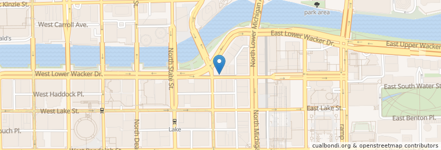 Mapa de ubicacion de Wabash Ave & Wacker Pl en 미국, 일리노이, 시카고.