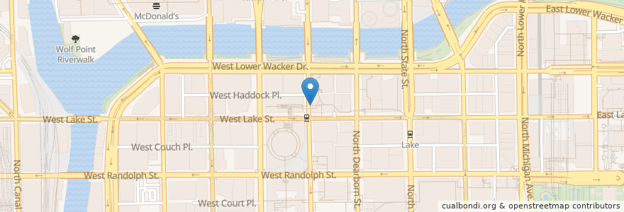 Mapa de ubicacion de Clark St & Lake St en Amerika Syarikat, Illinois, Chicago.