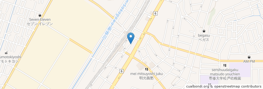 Mapa de ubicacion de 西村内科 en 일본, 지바현, 松戸市.