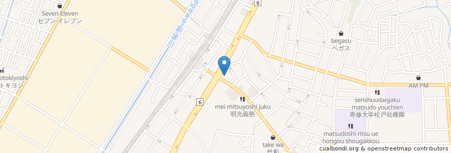 Mapa de ubicacion de 筑波銀行 en Japão, 千葉県, 松戸市.