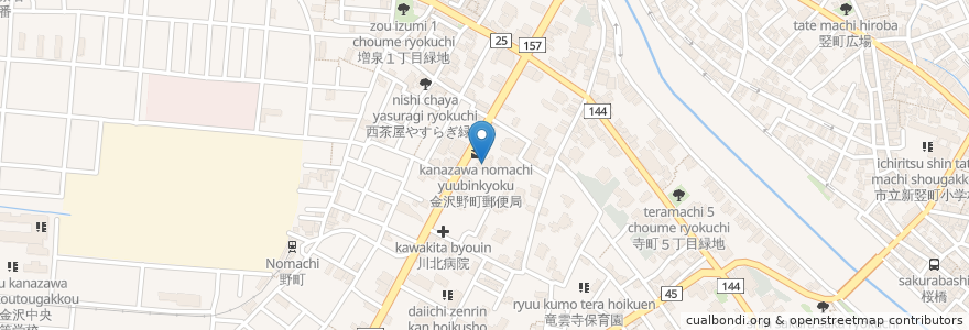 Mapa de ubicacion de 因徳寺 en Japonya, 石川県, 金沢市.
