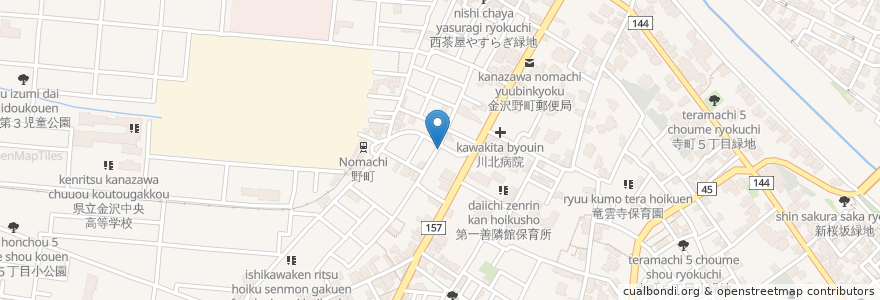 Mapa de ubicacion de 野町稲荷神社 en 日本, 石川県, 金沢市.