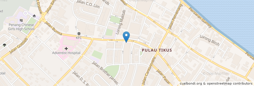 Mapa de ubicacion de poly Coffeeshop at Lorong Kuching en Malaisie, Penang, Timur Laut.