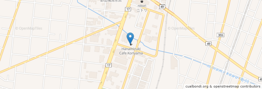 Mapa de ubicacion de Hanamizuki Cafe Koriyama en اليابان, فوكوشيما, 郡山市.