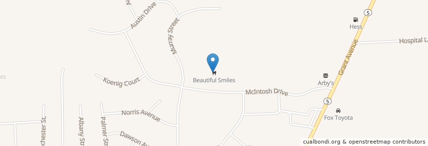 Mapa de ubicacion de Beautiful Smiles en Vereinigte Staaten Von Amerika, New York, Cayuga County, Auburn.