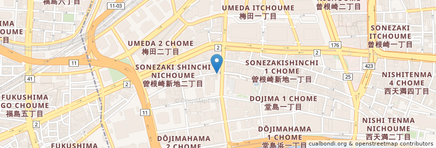 Mapa de ubicacion de 九州らーめん亀王 en Japão, 大阪府, 大阪市, 北区.