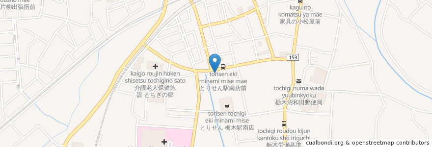 Mapa de ubicacion de とりせん栃木駅南店ATM en اليابان, 栃木県, 栃木市.