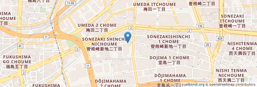 Mapa de ubicacion de 龍王ラーメン en Japan, Osaka Prefecture, Osaka, Kita Ward.