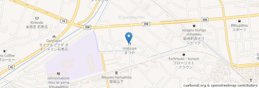 Mapa de ubicacion de まつや en 日本, 宫城县, 石巻市.