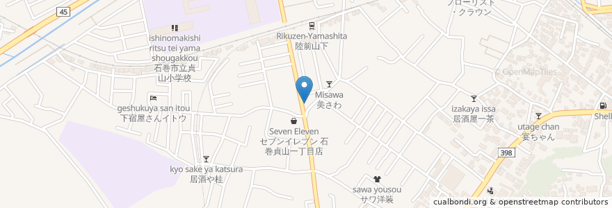 Mapa de ubicacion de 石巻信用金庫 山下支店 en 日本, 宫城县, 石巻市.