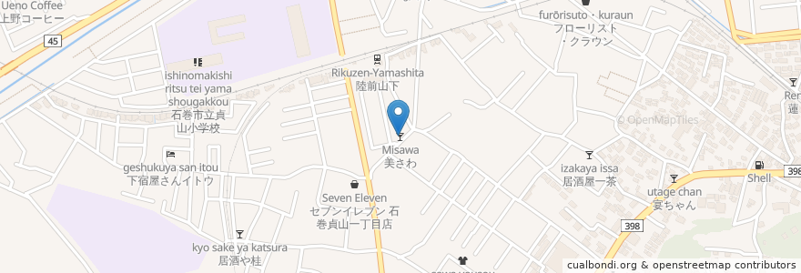 Mapa de ubicacion de 美さわ en Japonya, 宮城県, 石巻市.