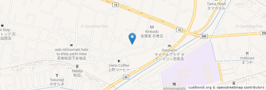 Mapa de ubicacion de まるでん 北上ラーメン en 日本, 宮城県, 石巻市.