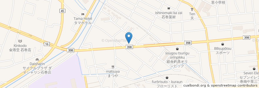 Mapa de ubicacion de 十割蕎麦丸まつ 石巻店 en اليابان, 宮城県, 石巻市.