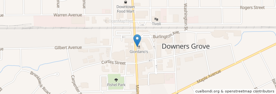 Mapa de ubicacion de Giordano's en 미국, 일리노이, Dupage County, Downers Grove.
