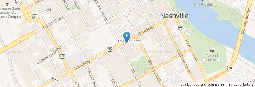 Mapa de ubicacion de Nashville Crossroads en Amerika Syarikat, Tennessee, Nashville-Davidson.