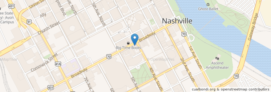 Mapa de ubicacion de Merchants Restaurant en États-Unis D'Amérique, Tennessee, Nashville-Davidson.