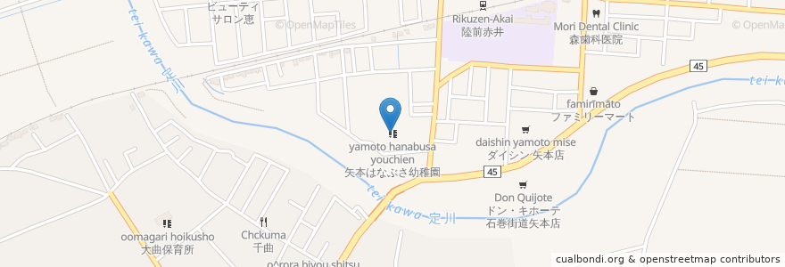 Mapa de ubicacion de 矢本はなぶさ幼稚園 en Japón, Prefectura De Miyagi, 東松島市.