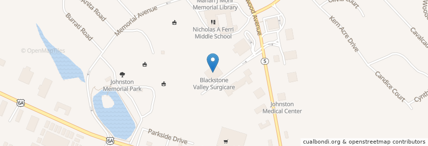 Mapa de ubicacion de Blackstone Valley Surgicare en Vereinigte Staaten Von Amerika, Rhode Island, Providence County, Johnston.