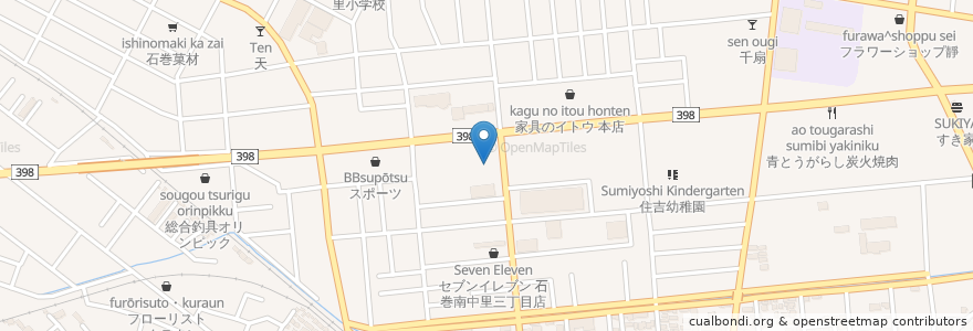 Mapa de ubicacion de 石巻郵便局 en ژاپن, 宮城県, 石巻市.