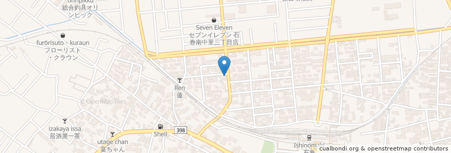 Mapa de ubicacion de とよ川 en اليابان, 宮城県, 石巻市.