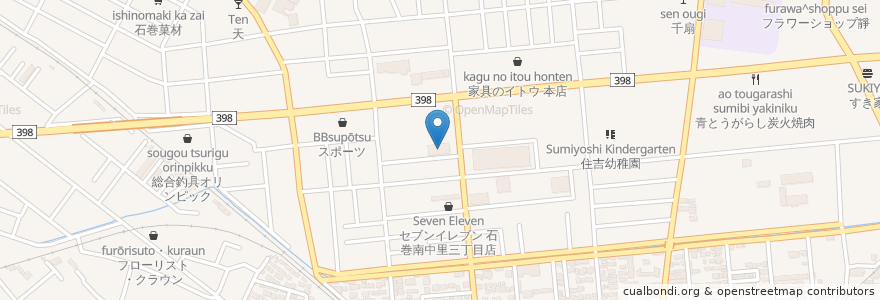 Mapa de ubicacion de ダルマ薬局 中里店 en ژاپن, 宮城県, 石巻市.