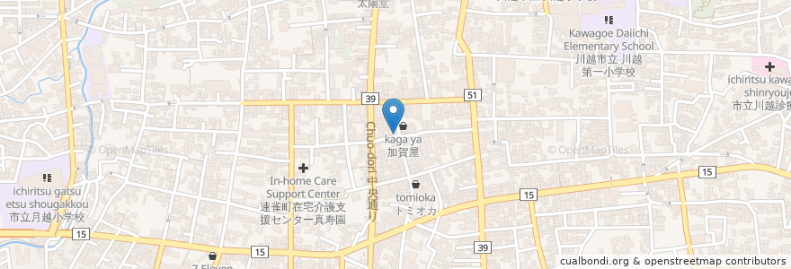 Mapa de ubicacion de 麺屋 きたじま en Jepun, 埼玉県, 川越市.