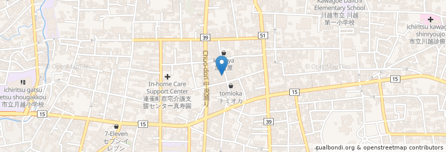 Mapa de ubicacion de シマノコーヒー 大正館 en Japão, 埼玉県, 川越市.