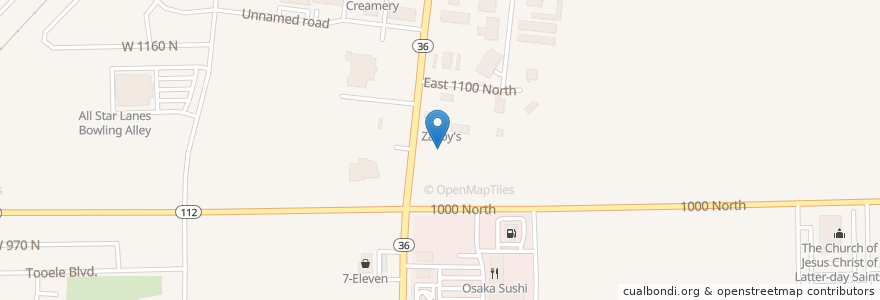 Mapa de ubicacion de Zaxby's en アメリカ合衆国, ユタ州, Tooele County, Tooele.