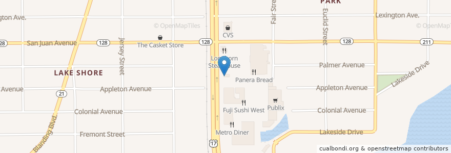 Mapa de ubicacion de Taco Bell en 미국, 플로리다주, Duval County, 잭슨빌.