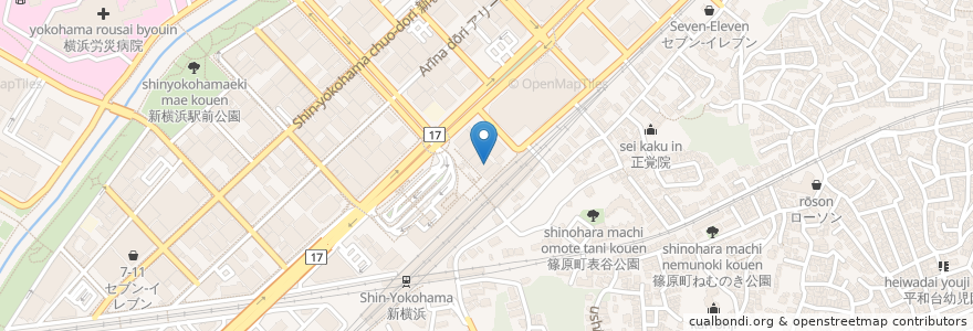 Mapa de ubicacion de 千年の宴 en ژاپن, 神奈川県, 横浜市, 港北区.