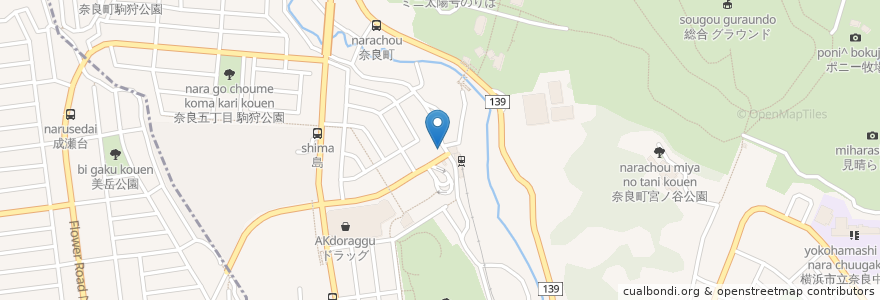 Mapa de ubicacion de 金子園 en Japan, Präfektur Kanagawa, Yokohama, 青葉区.